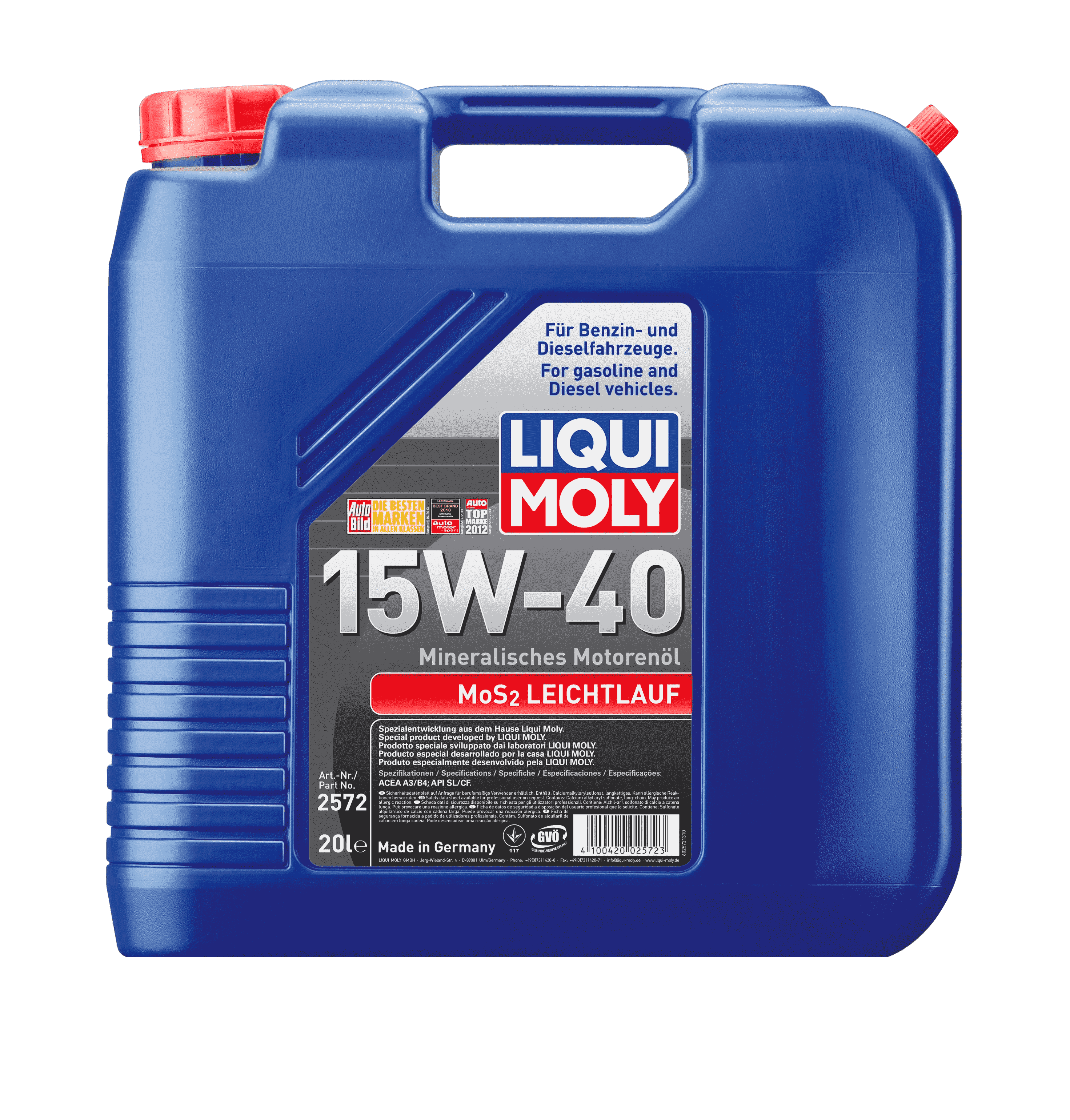 Моторное масло Liqui Moly MoS2 Leichtlauf 15W-40, 20л